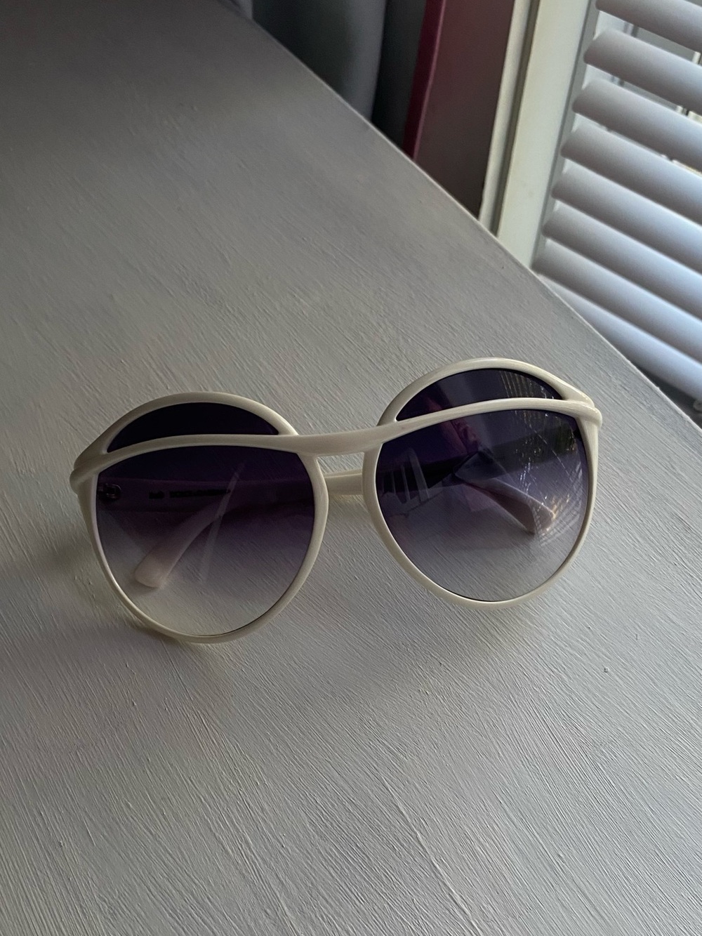 Dolce & Gabanna White Round Women's Sunglasses with Gradient Lenses